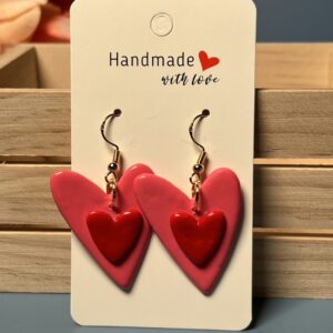 Red Pop Hearts Earrings