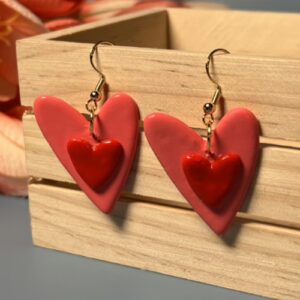 Red Pop Hearts Earrings