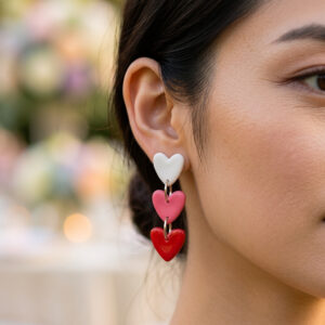 Triple Heart Drop Earrings