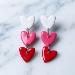 Triple Heart Drop Earrings