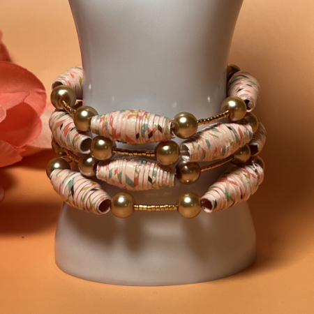 Pink Rolled Paper Bracelet