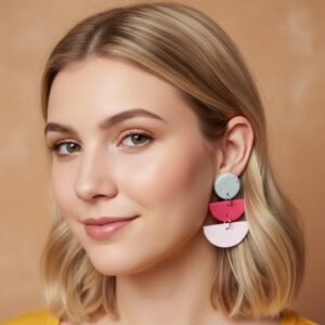 Pink and Granite Earrings