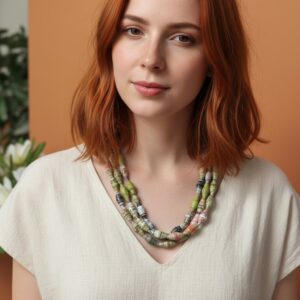 Spring Rolled Paper Bead Necklace