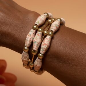 Pink Rolled Paper Bracelet