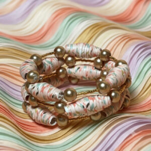 Pink Rolled Paper Bracelet