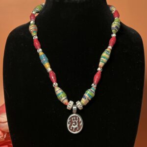 Bead Necklace with Lizard Pendant