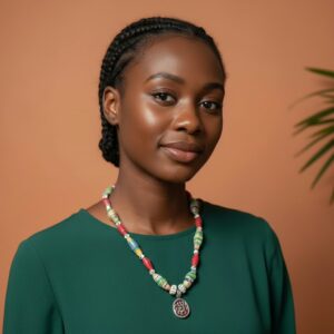 Bead Necklace with Lizard Pendant