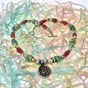 Bead Necklace with Lizard Pendant