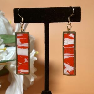 Red and White Statement Earrings