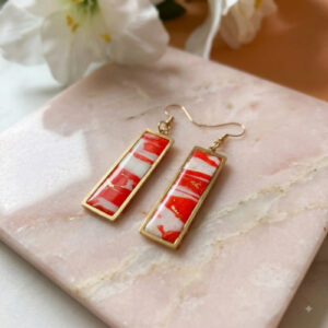 Red and White Statement Earrings