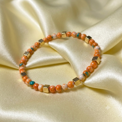 Orange Turquoise Beaded Bracelets