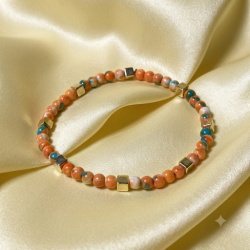 Orange Turquoise Beaded Bracelets