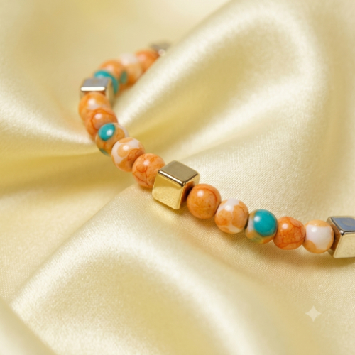 Orange Turquoise Beaded Bracelets