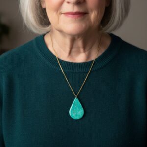 Teal Teardrop Pendant Necklaces