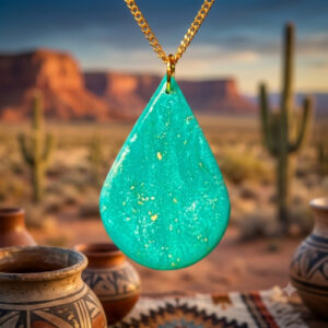 Teal Teardrop Pendant Necklaces