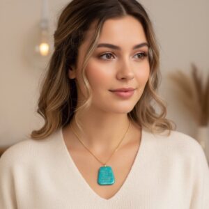 Teal Trapezoidal Pendant Necklaces