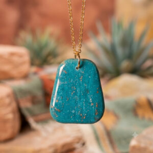 Teal Trapezoidal Pendant Necklaces