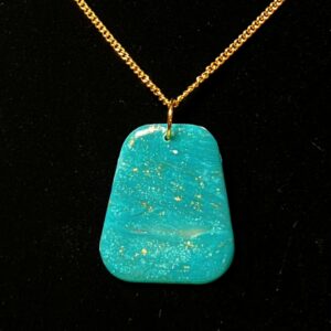 Teal Trapezoidal Pendant Necklaces