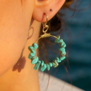 Turquoise Chips Hoop Earrings