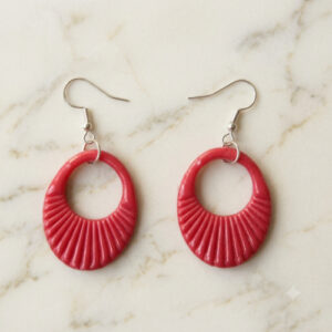 Red Bohemian Clay Earrings