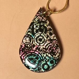 Faux Dichroic Teardrop Pendant Necklace