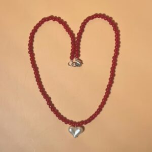 Peach Heart and Red Coral Necklaces