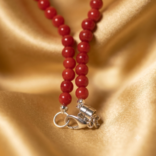 Peach Heart and Red Coral Necklaces