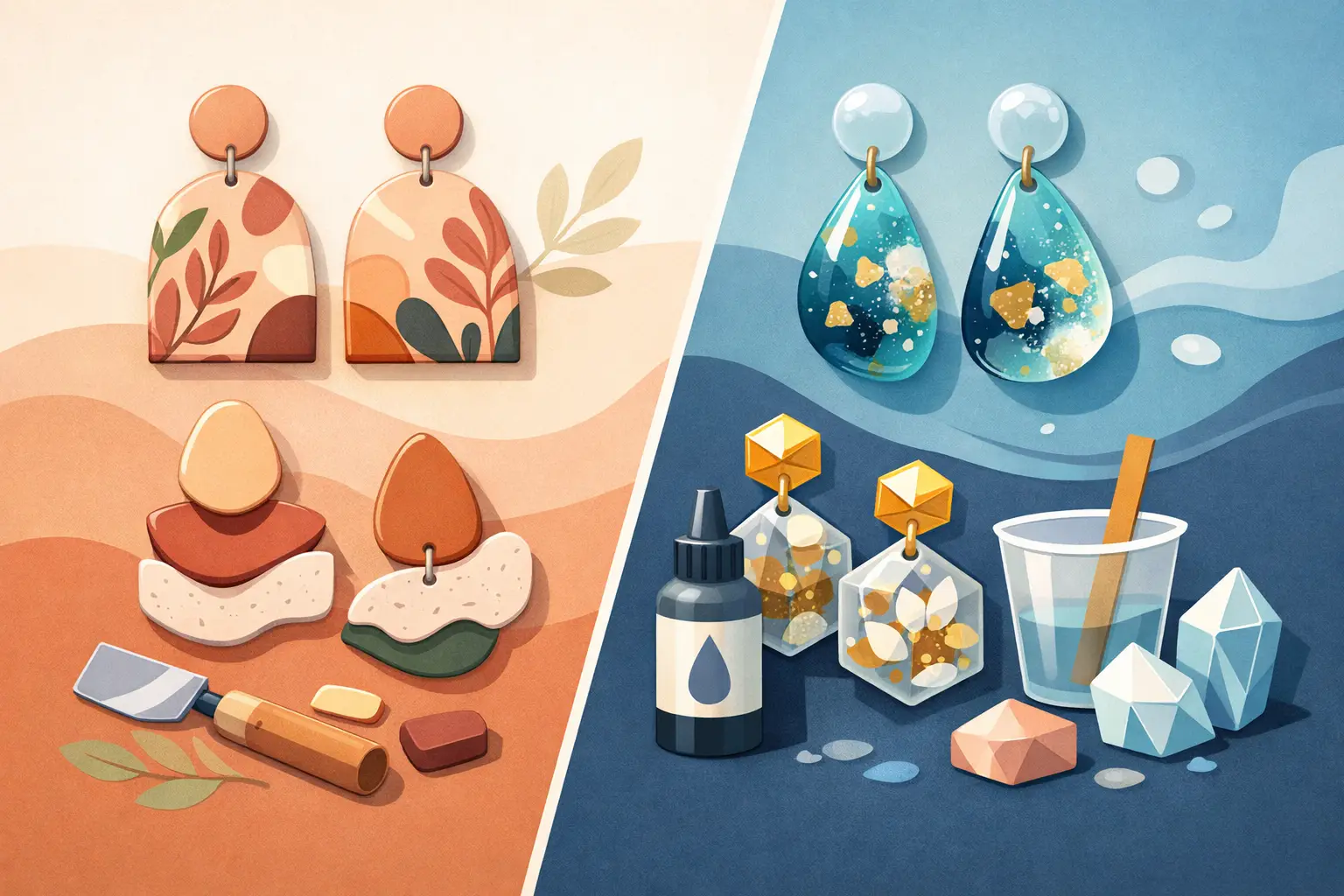 Read more about the article Polymer Clay vs Resin Earrings: Which Fits You?