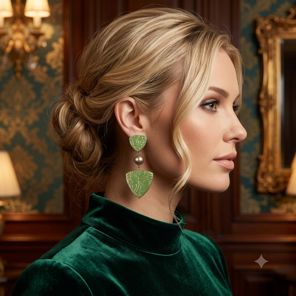Green and Gold Fantasy Earrings