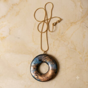 Large Faux Labradorite “Doughnut” Pendant