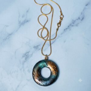 Small Faux Labradorite “Doughnut” Pendant