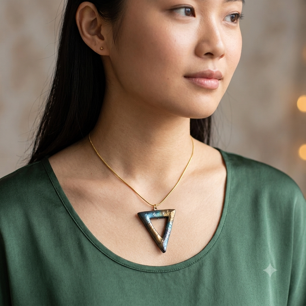 Triangular Faux Labradorite Pendant