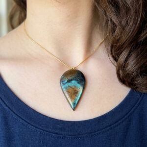 Inverted Teardrop Faux Labradorite Pendant