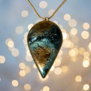 Inverted Teardrop Faux Labradorite Pendant