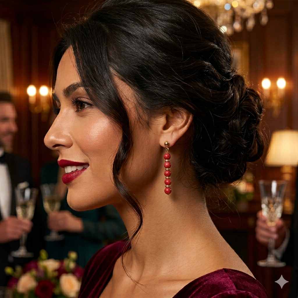 Natural Red Turquoise Earrings