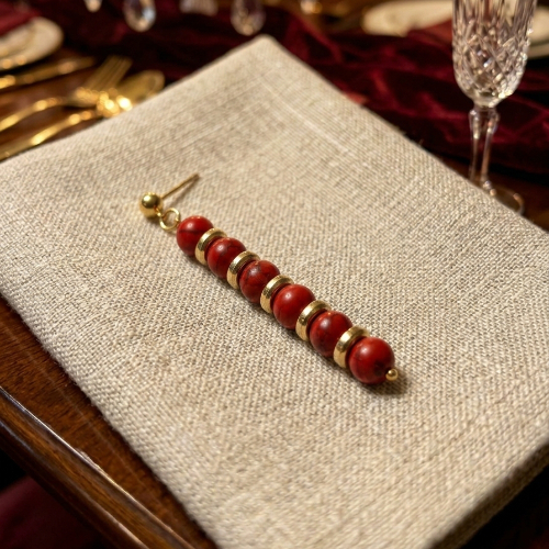 Natural Red Turquoise Earrings
